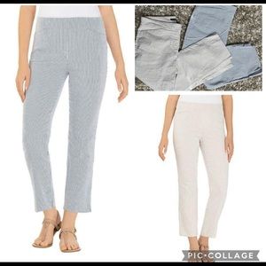 Two Pairs of Hilary Radley Ladies' Seersucker Pull-On Ankle Pant